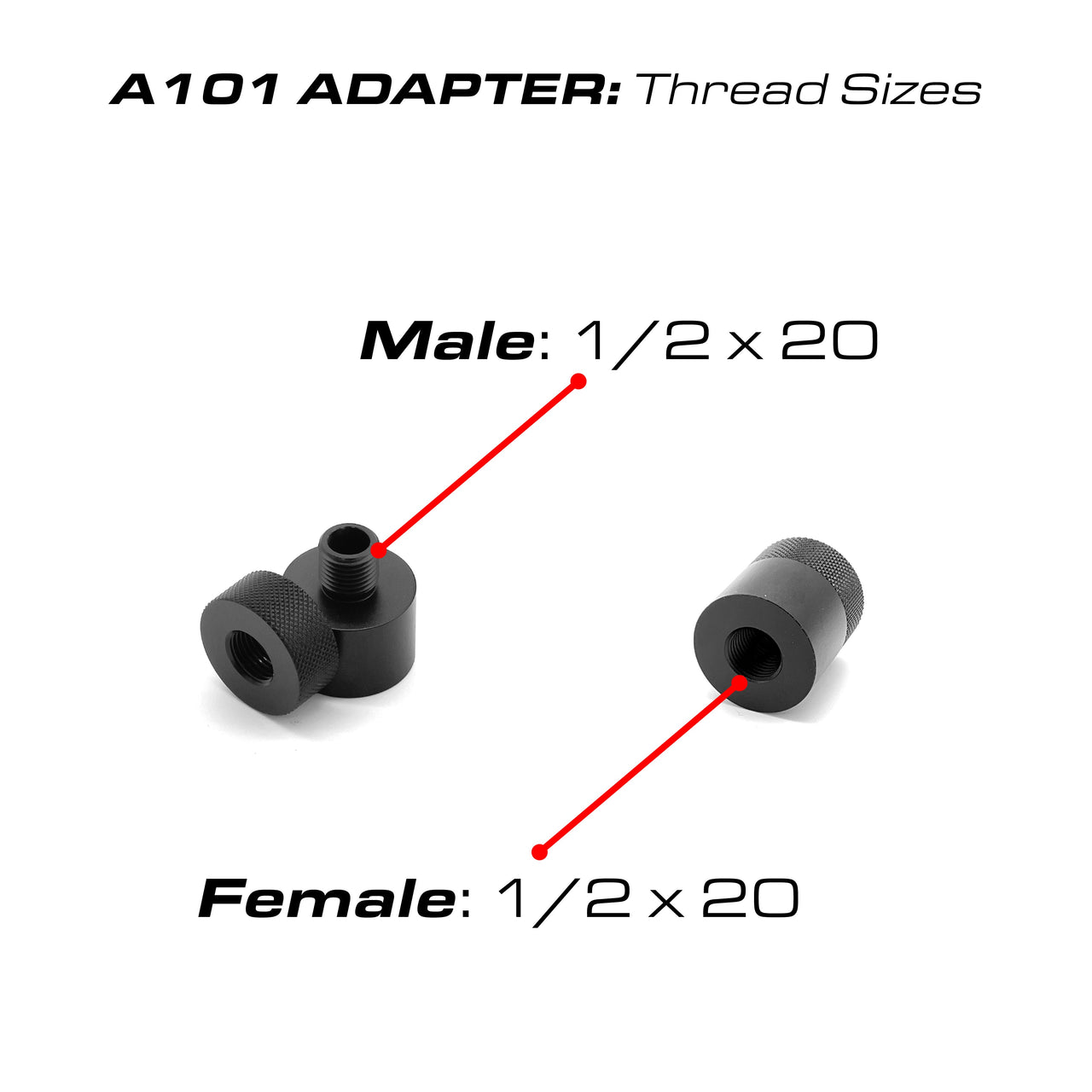 FX Shroud Extender 1/2 x 20 Female to 1/2 x 20 Male A101